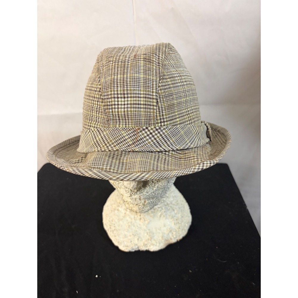 Country Gentleman Traveler Fedora Mens OS Brown Glen Plaid Vintage Hat 7-7 1/8